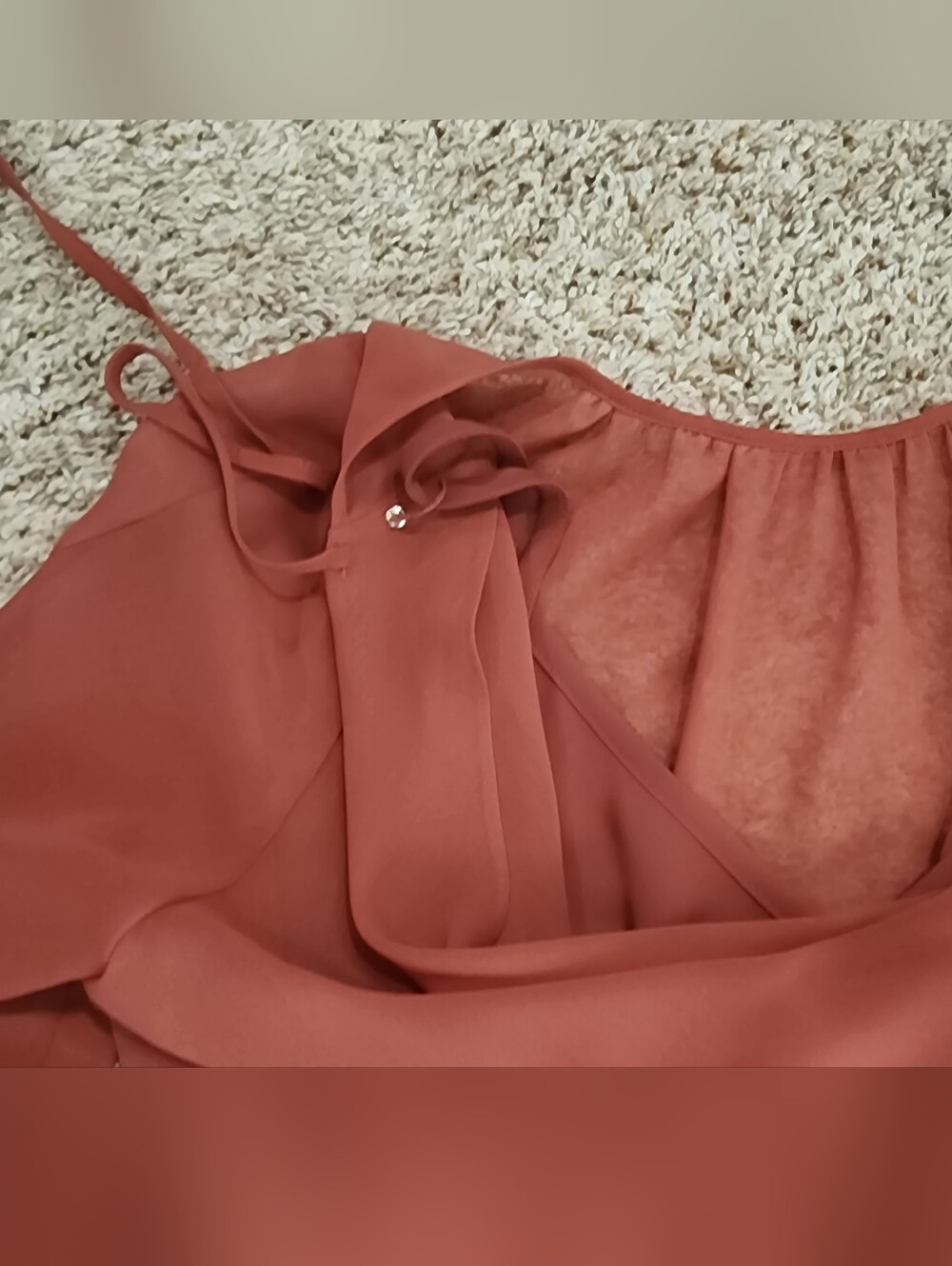 White House Black Market Sheer Long Sleeve Surplice Poplin Shirt Red Ochre New 6 - Picture 5 of 10